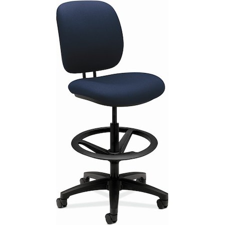 Hon COMFORTASK TASK STOOL WITH ADJUSTABLE FOOTRING, 32in SEAT HEIGHT, NAVY SEAT/BACK, BLK BASE HON5905CU98T